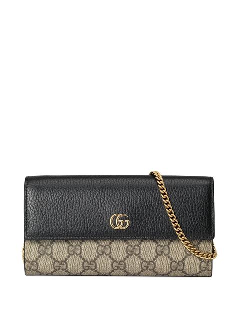 gucci gg marmont chain wallet in beige